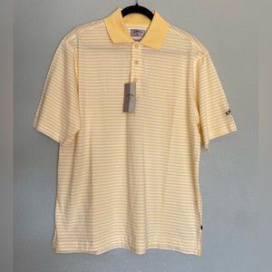Callaway Golf Sport Mens Striped Cotton Polo Yellow Size Small